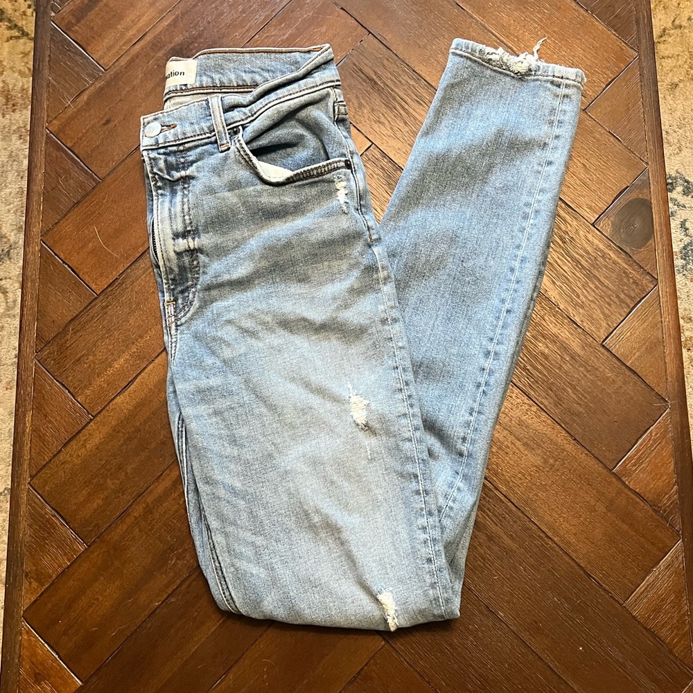 Reformation High and Skinny Jeans in Maui Wash